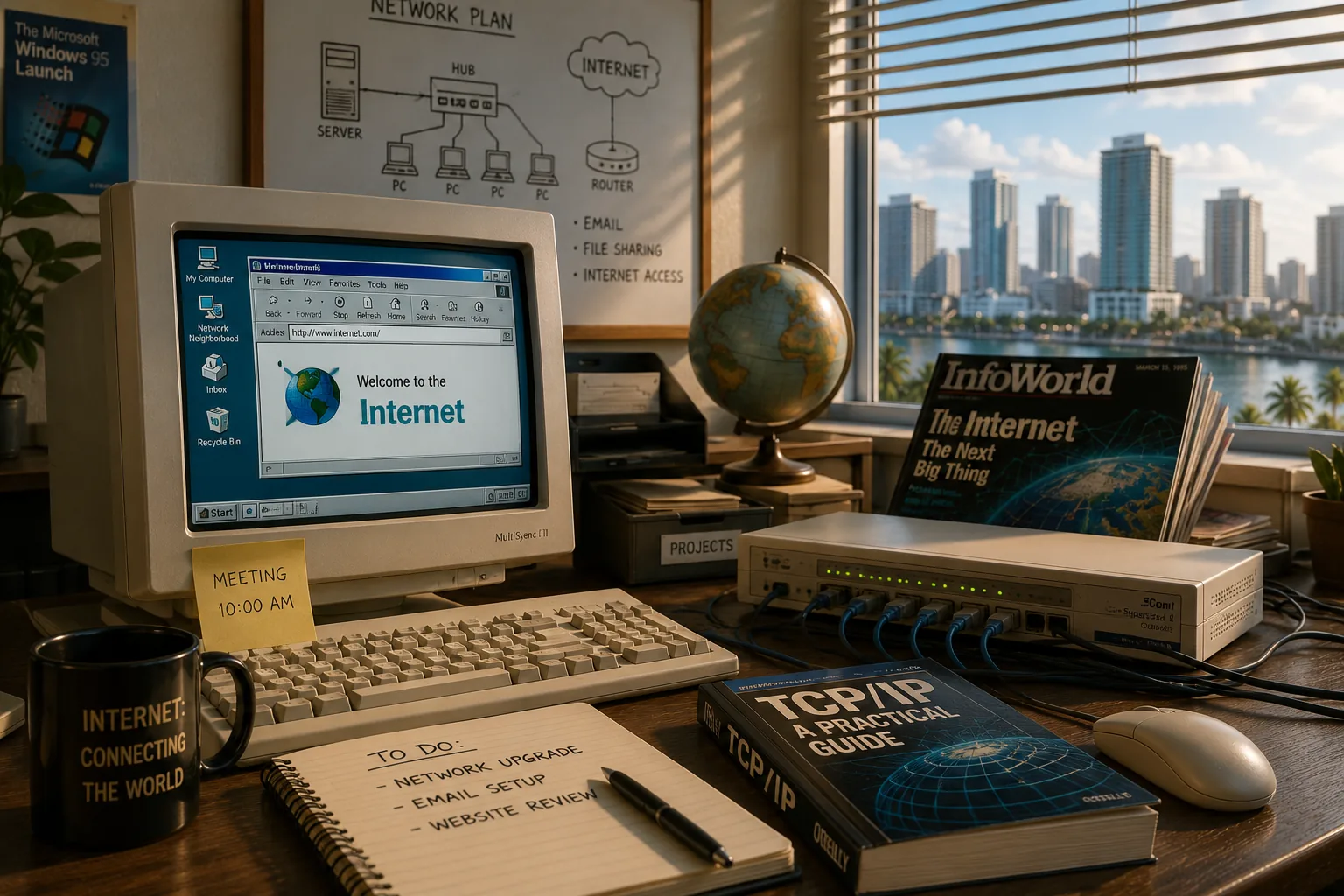 2000s office technology with server virtualization and enterprise IT infrastructure