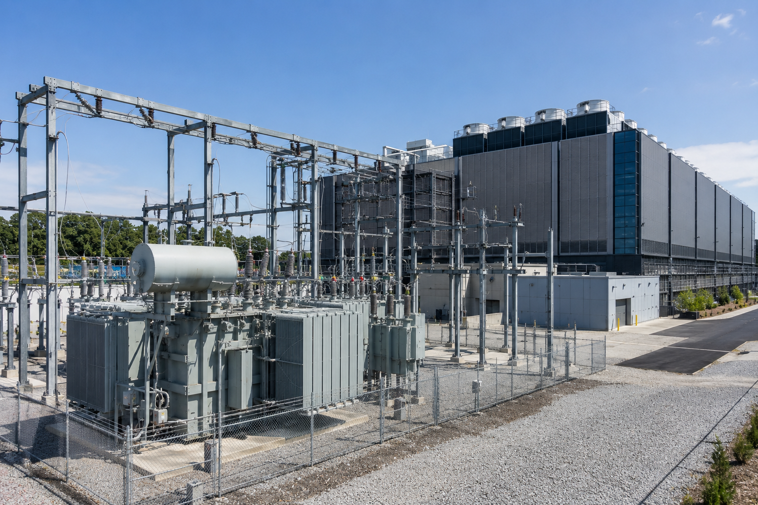 Data center substation and power infrastructure supporting AI workloads